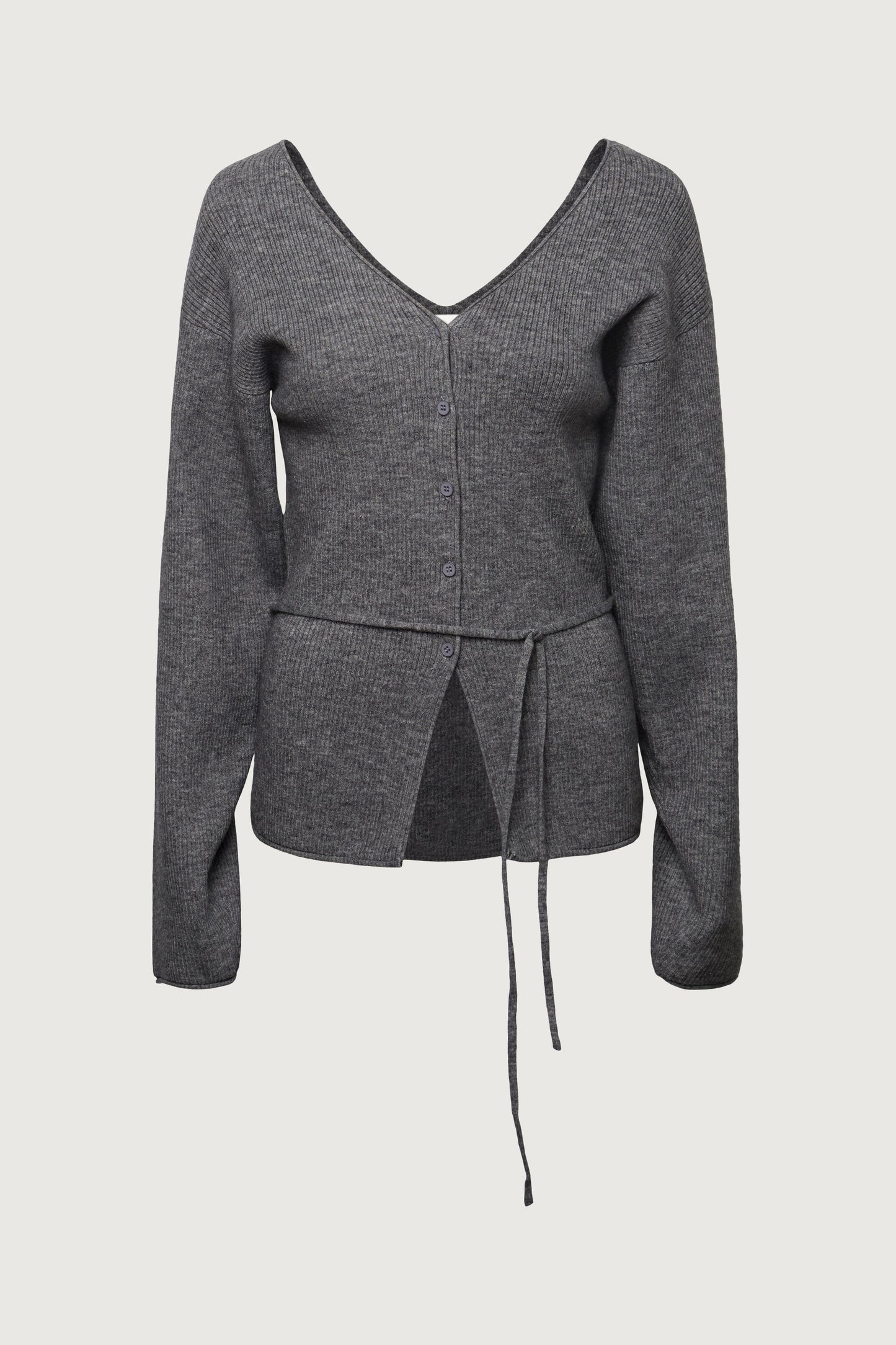 V-NECKLINE CARDIGAN WITH WAIST TIE