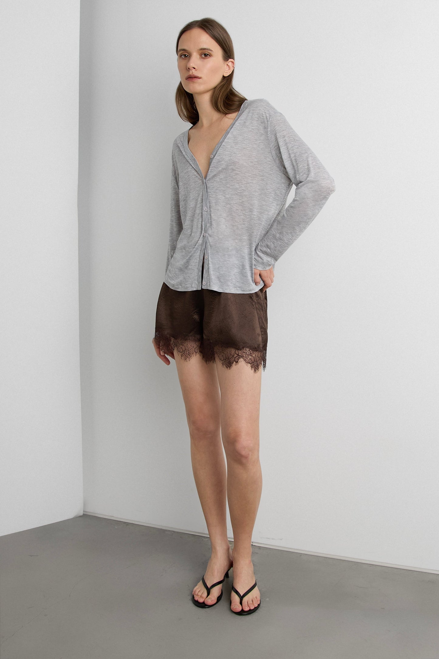 SHEER V-NECK CARDIGAN