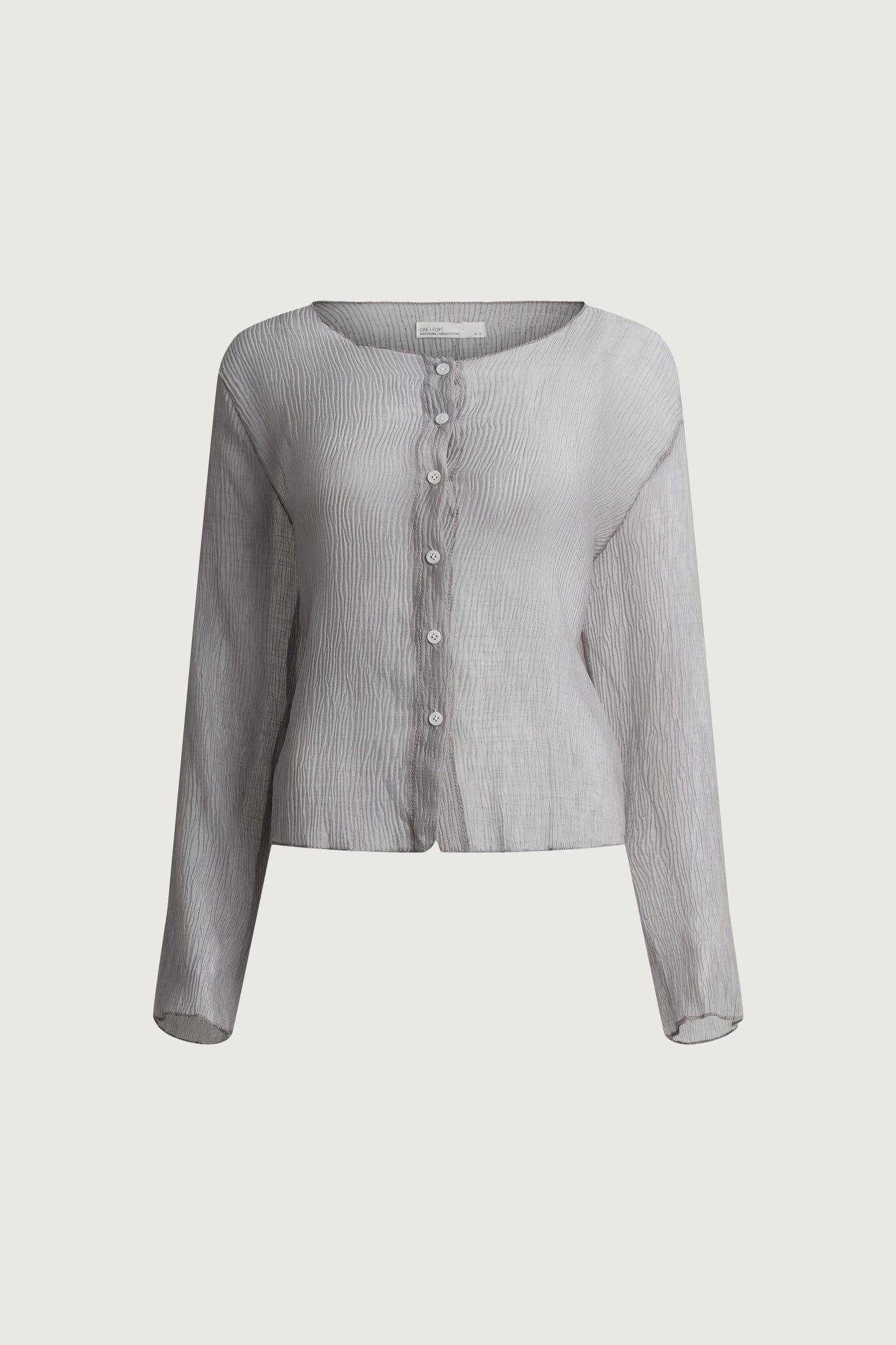SHEER CRINKLE EFFECT BUTTON-UP CARDIGAN