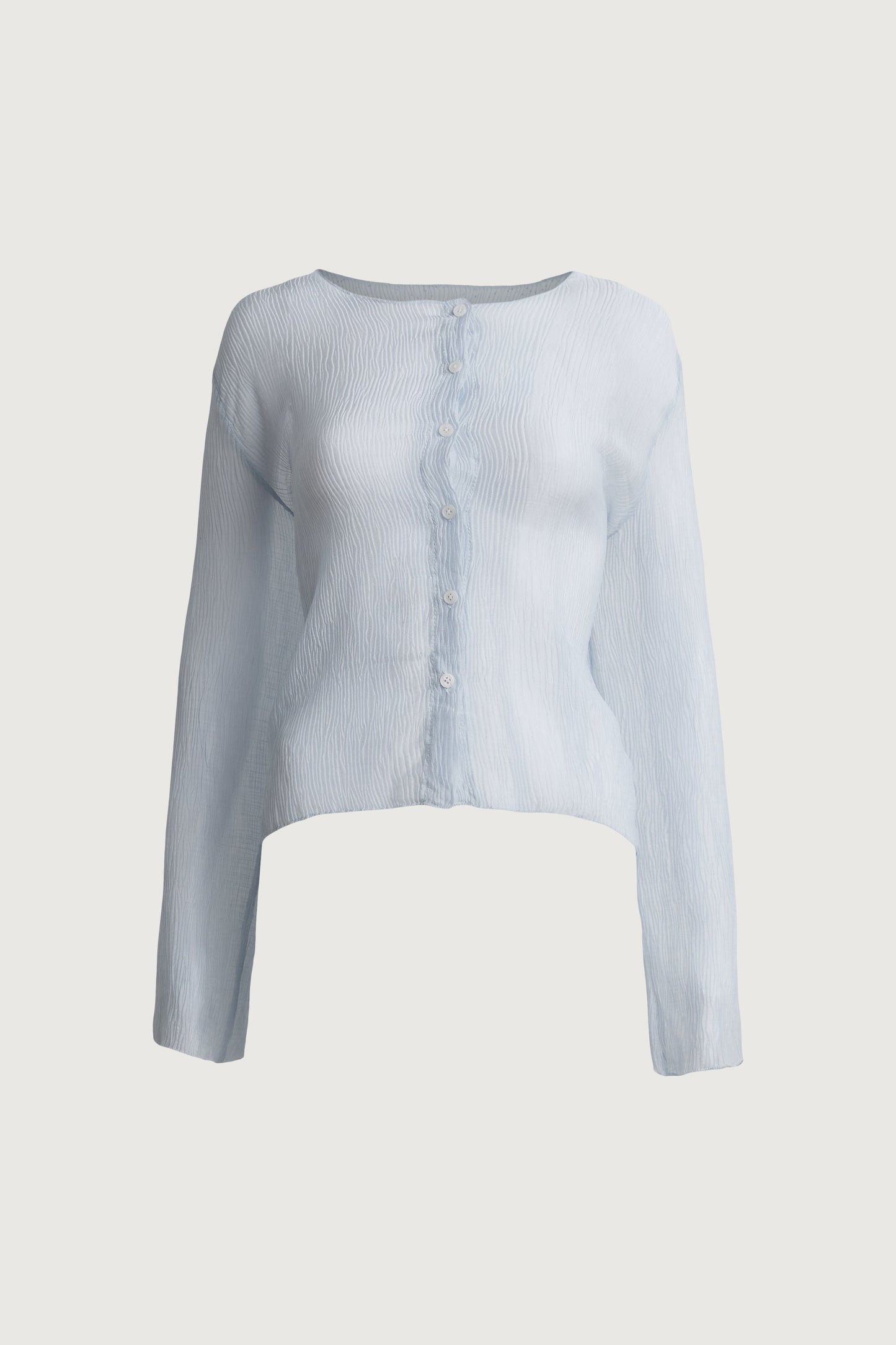 SHEER CRINKLE EFFECT BUTTON-UP CARDIGAN