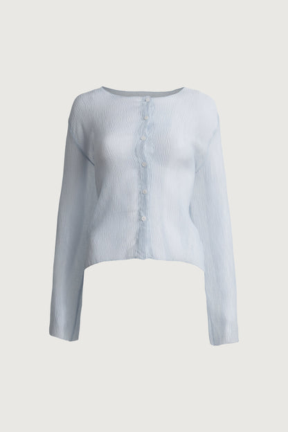 SHEER CRINKLE EFFECT BUTTON-UP CARDIGAN