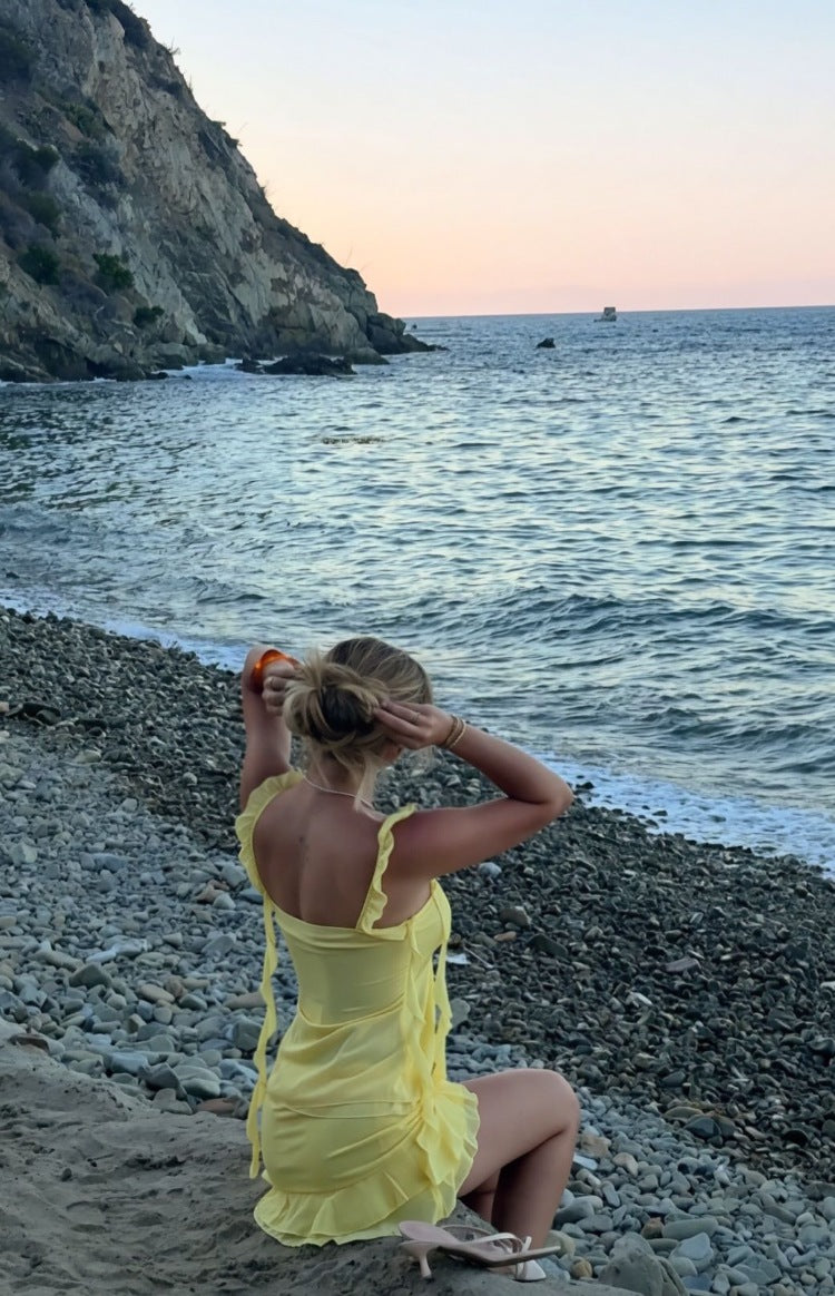 Caspian Yellow Chiffon Mini Skirt