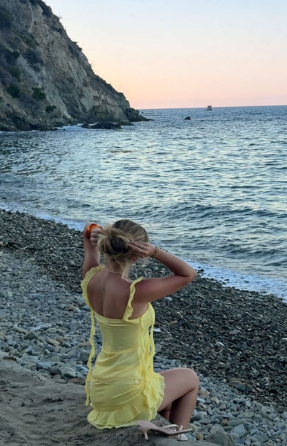 Caspian Yellow Chiffon Mini Skirt