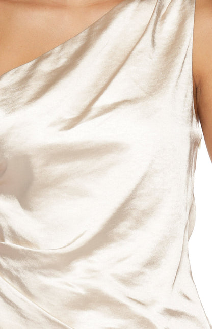 Celine Cream Satin Asymmetric Top