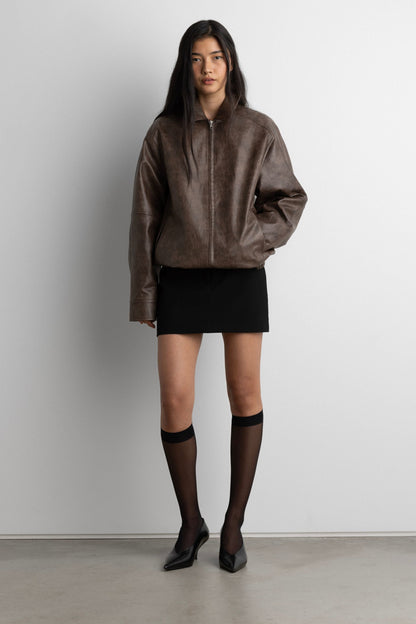 VEGAN LEATHER BOMBER JACKET