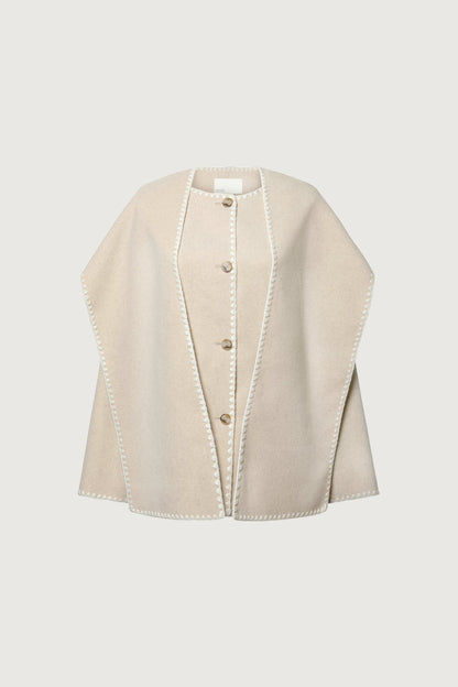 WOOL-BLEND CONTRAST STITCH SCARF JACKE