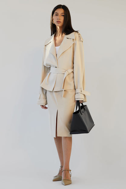 CROPPED FLOWY TRENCH COAT