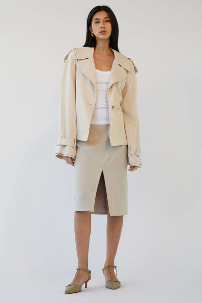 CROPPED FLOWY TRENCH COAT