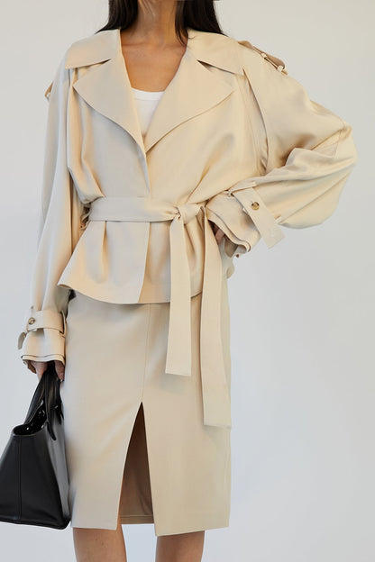 CROPPED FLOWY TRENCH COAT
