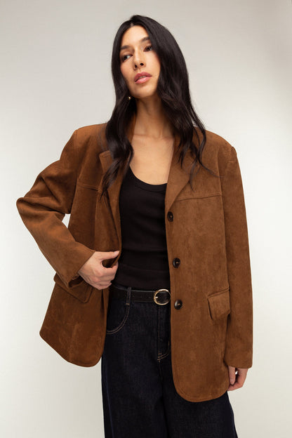 OVERSIZED VEGAN SUEDE BLAZER