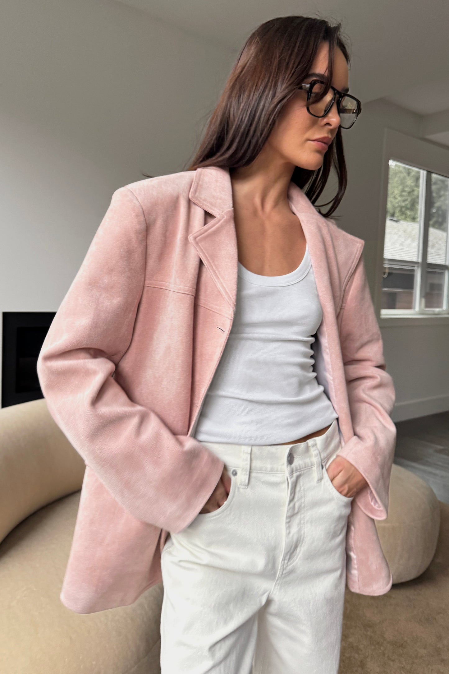 OVERSIZED VEGAN SUEDE BLAZER