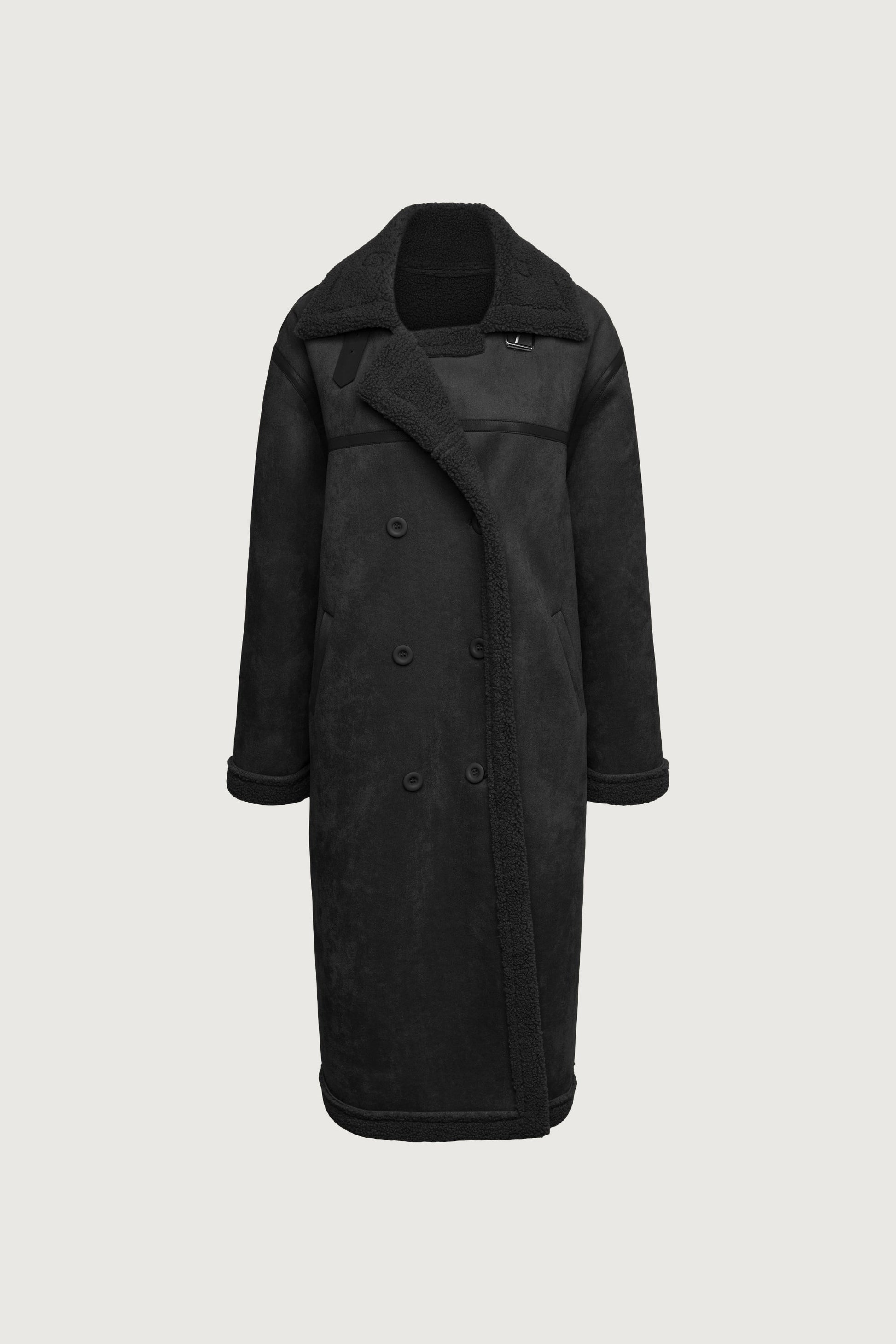LONG VEGAN SUEDE SHERPA COAT