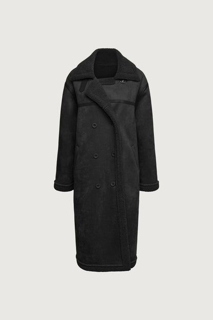 LONG VEGAN SUEDE SHERPA COAT