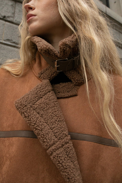 LONG VEGAN SUEDE SHERPA COAT