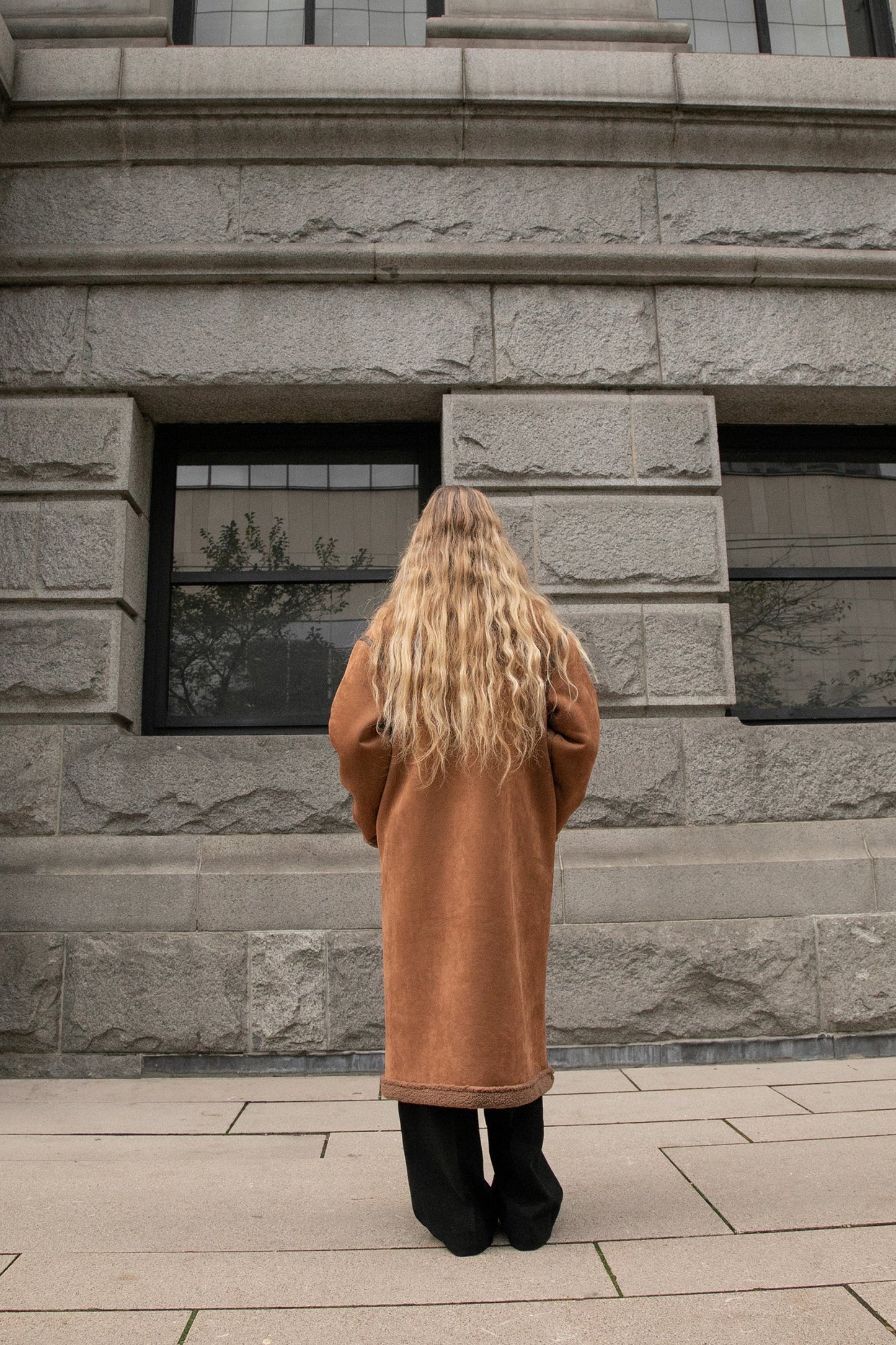 LONG VEGAN SUEDE SHERPA COAT