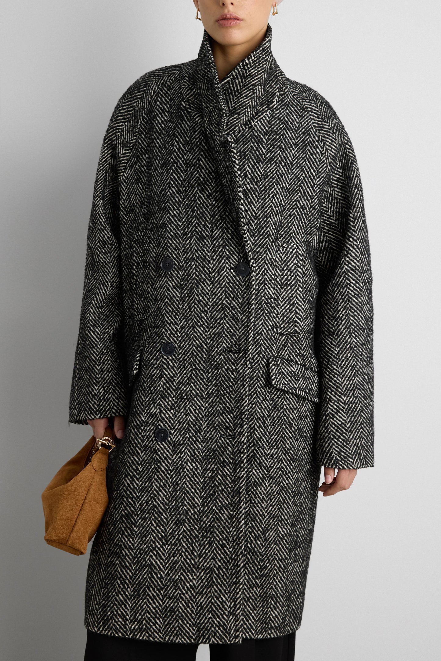 OVERSIZED WOOL-BLEND DOUBLE-BREASTED COAT