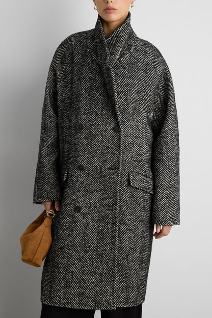 OVERSIZED WOOL-BLEND DOUBLE-BREASTED COAT