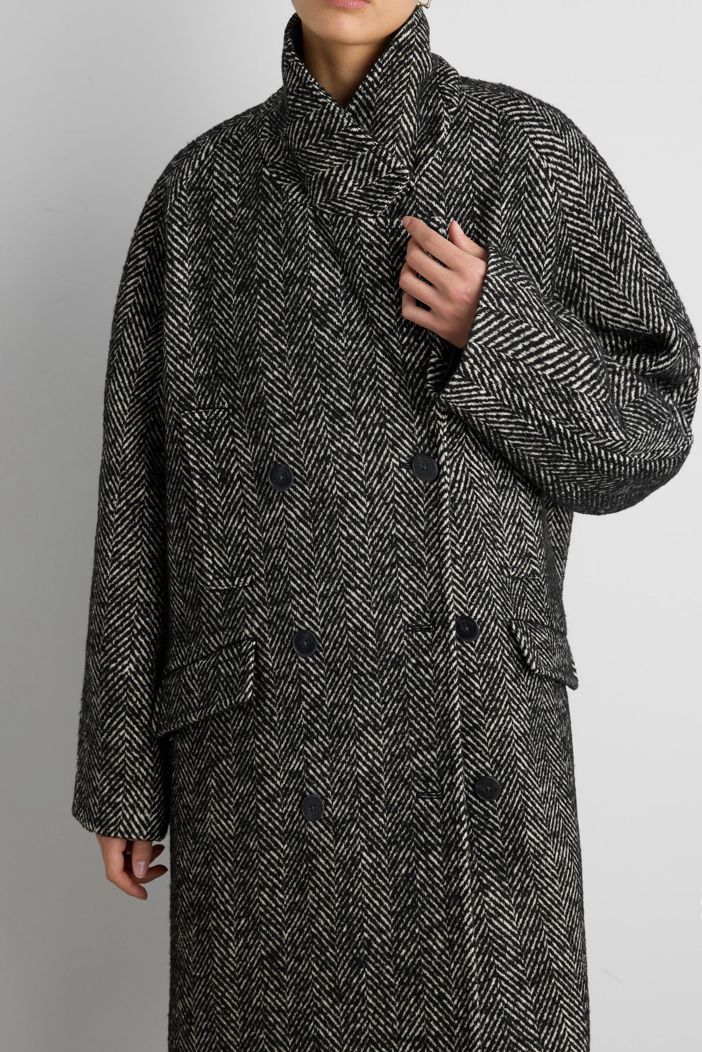 OVERSIZED WOOL-BLEND DOUBLE-BREASTED COAT