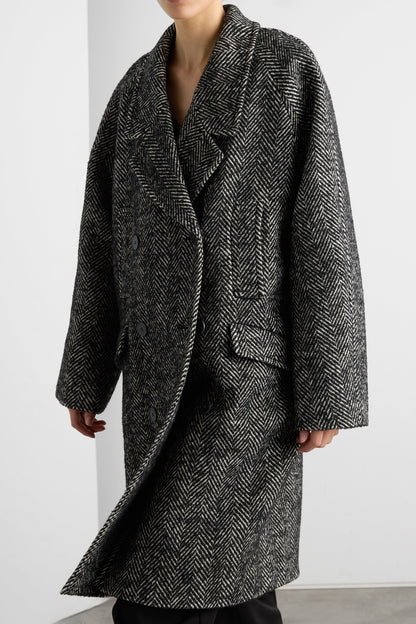 OVERSIZED WOOL-BLEND DOUBLE-BREASTED COAT
