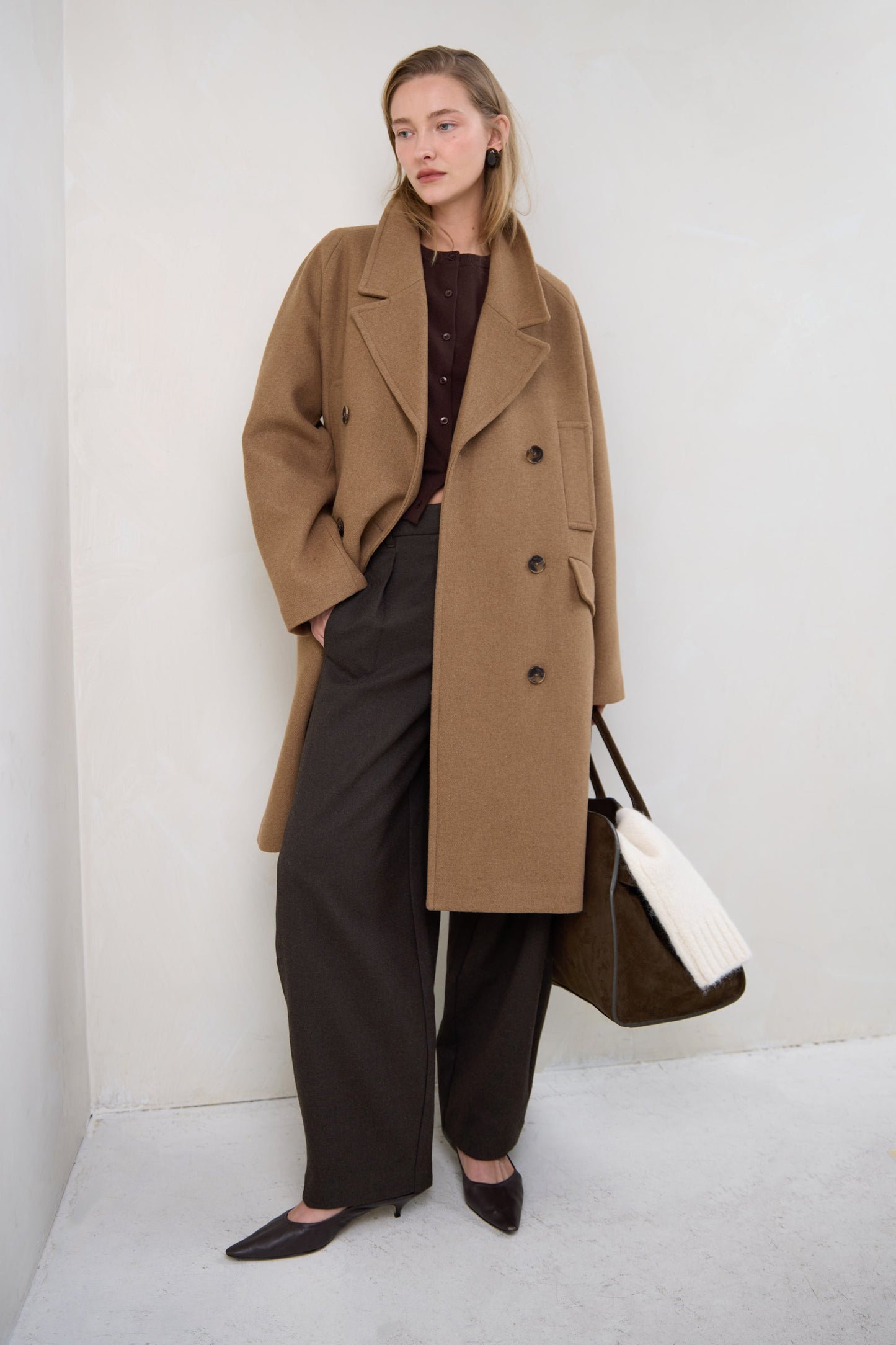 OVERSIZED WOOL-BLEND DOUBLE-BREASTED COAT