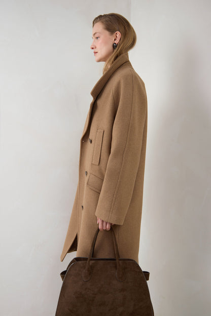 OVERSIZED WOOL-BLEND DOUBLE-BREASTED COAT