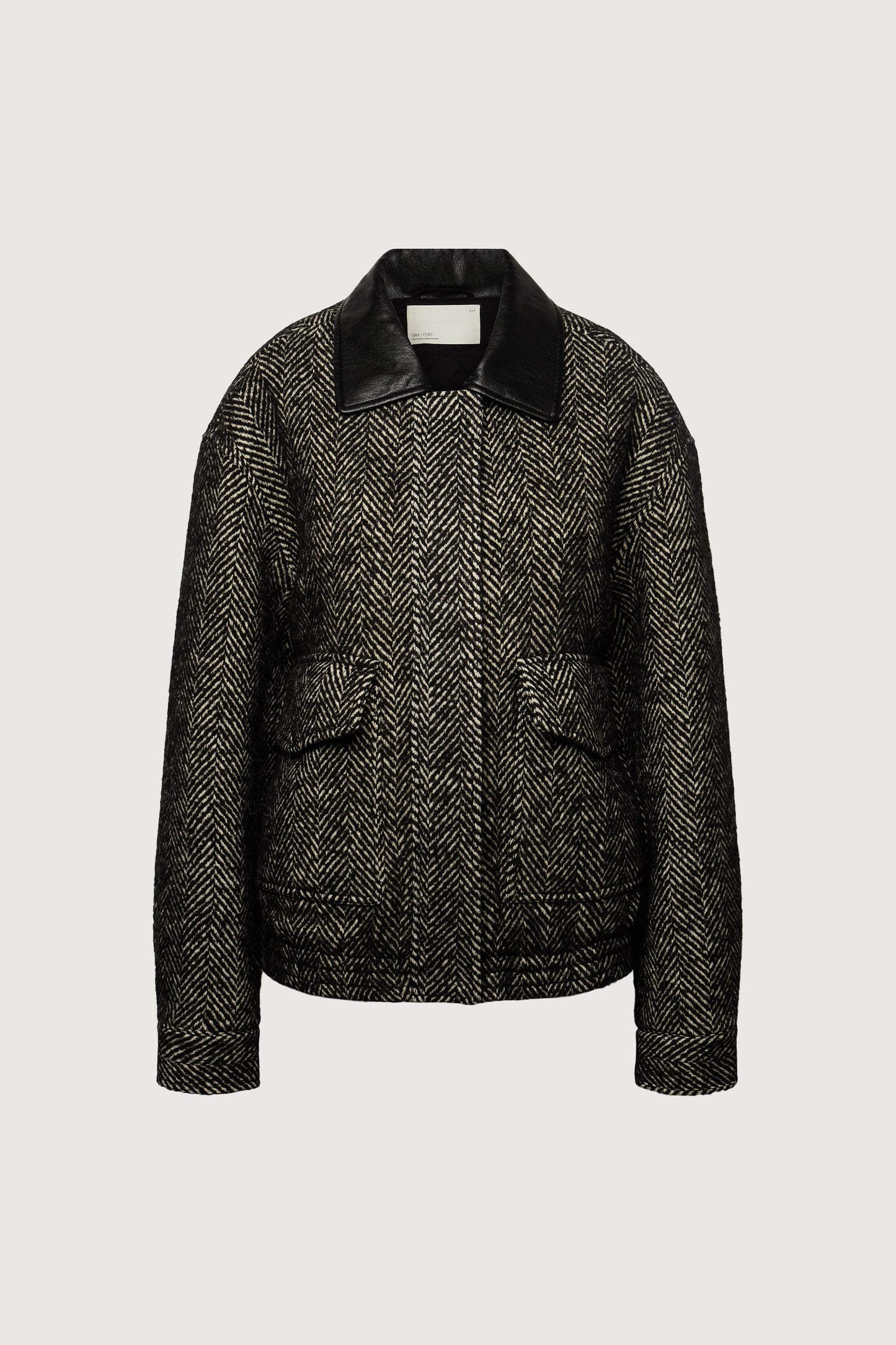 WOOL BLEND HERRINGBONE BOMBER JACKET