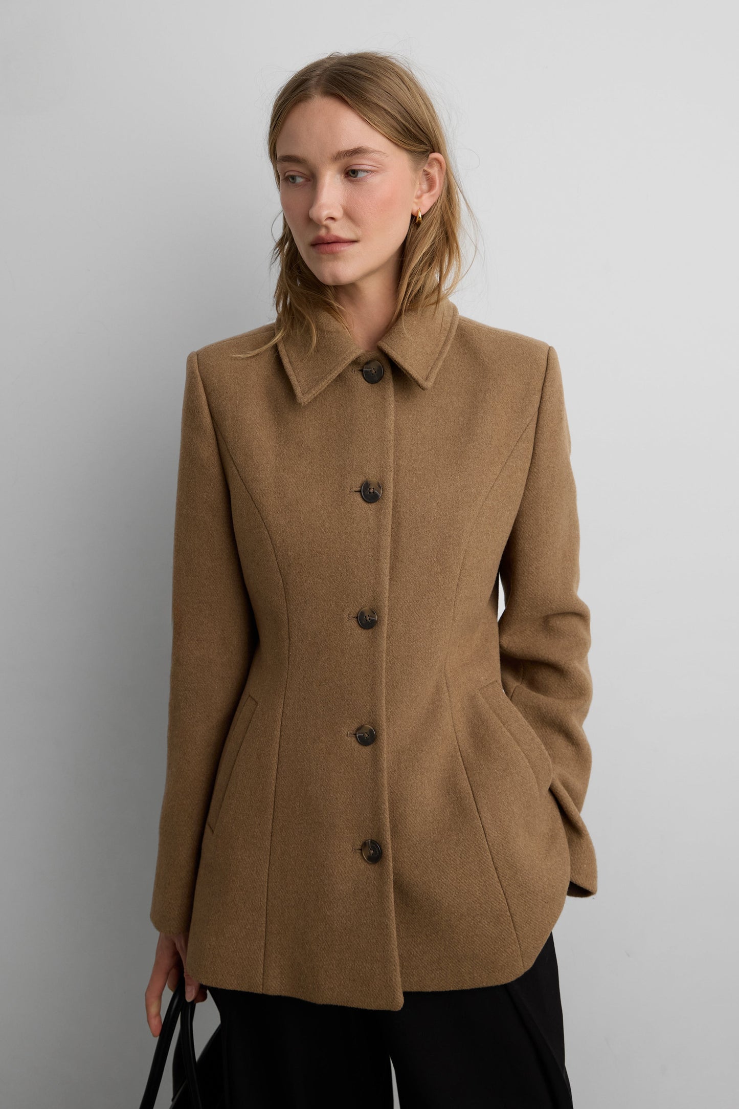 WOOL-BLEND COAT WITH CAPE