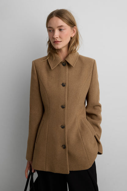 WOOL-BLEND COAT WITH CAPE