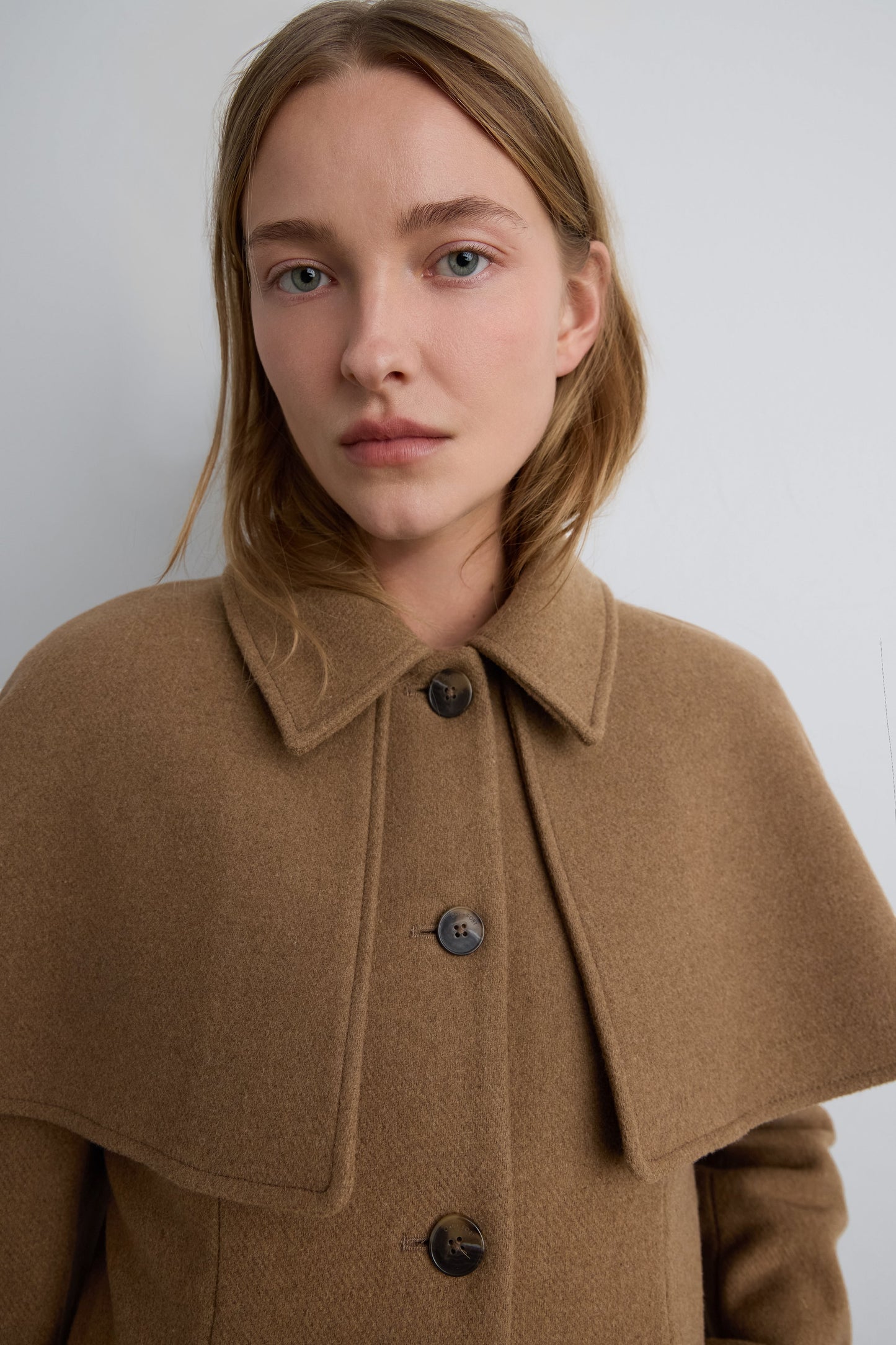 WOOL-BLEND COAT WITH CAPE