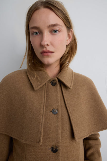 WOOL-BLEND COAT WITH CAPE