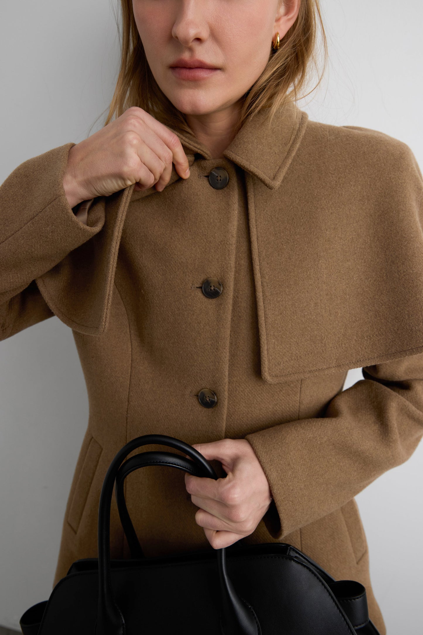 WOOL-BLEND COAT WITH CAPE