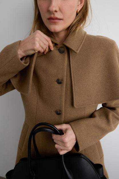 WOOL-BLEND COAT WITH CAPE