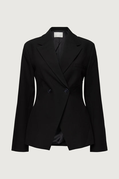 CINCHED WAIST DOUBLE-BREASTED BLAZER