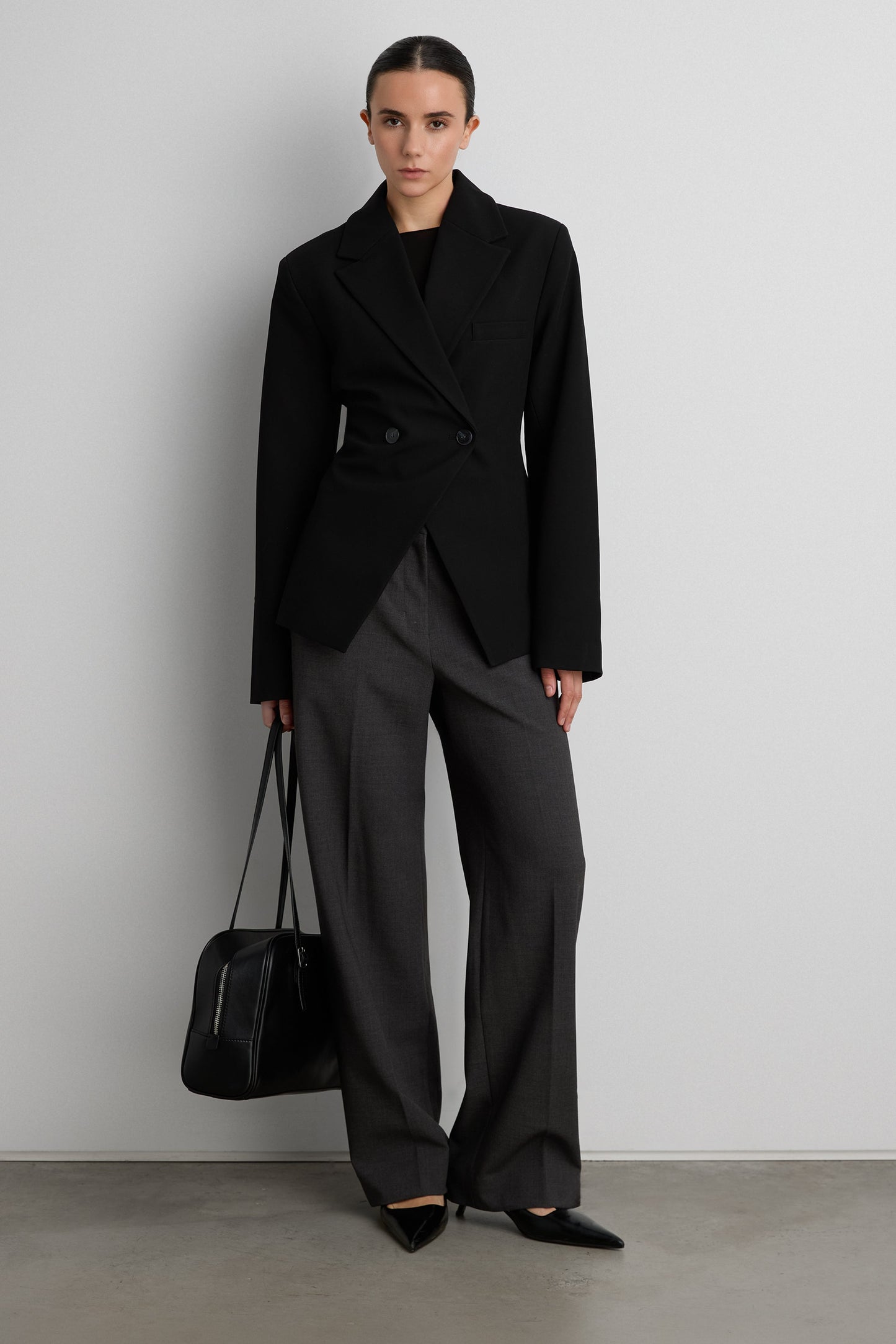 CINCHED WAIST DOUBLE-BREASTED BLAZER