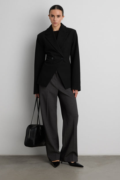 CINCHED WAIST DOUBLE-BREASTED BLAZER