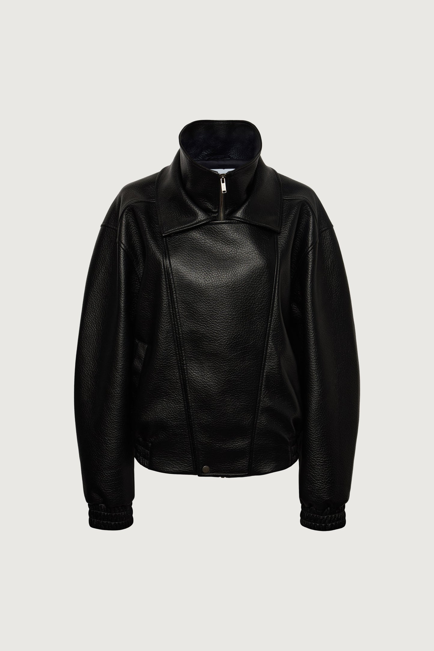 VEGAN LEATHER DOUBLE COLLAR BIKER JACKET
