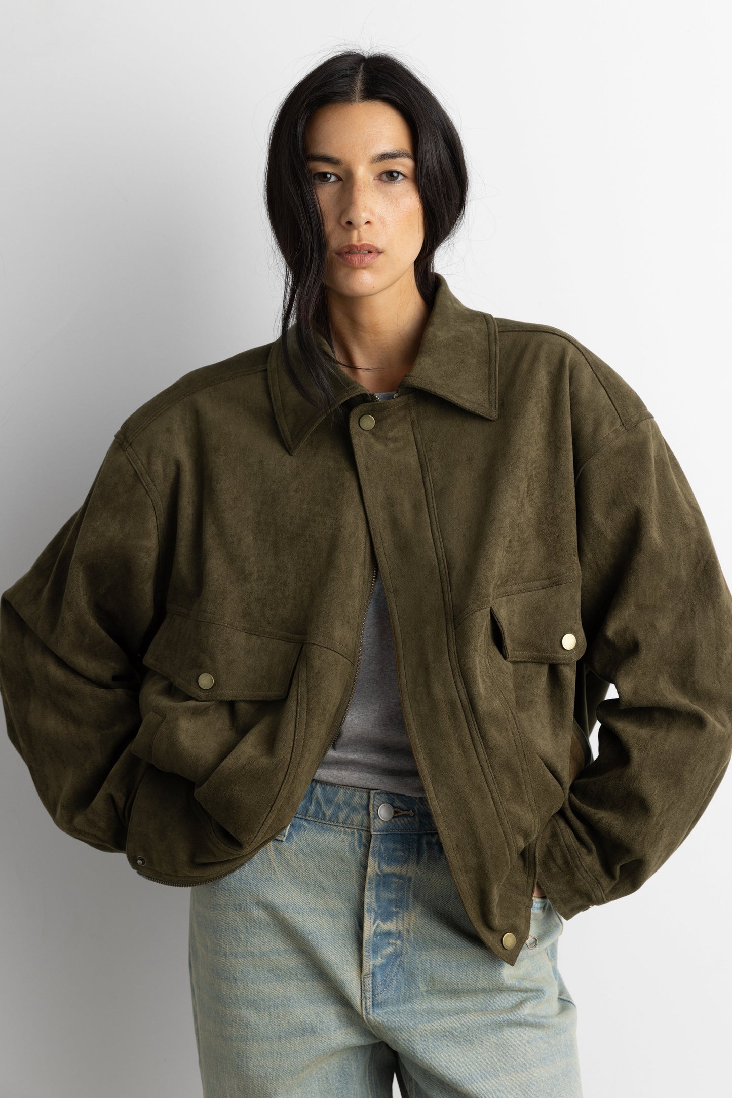 VEGAN SUEDE BOMBER JACKET