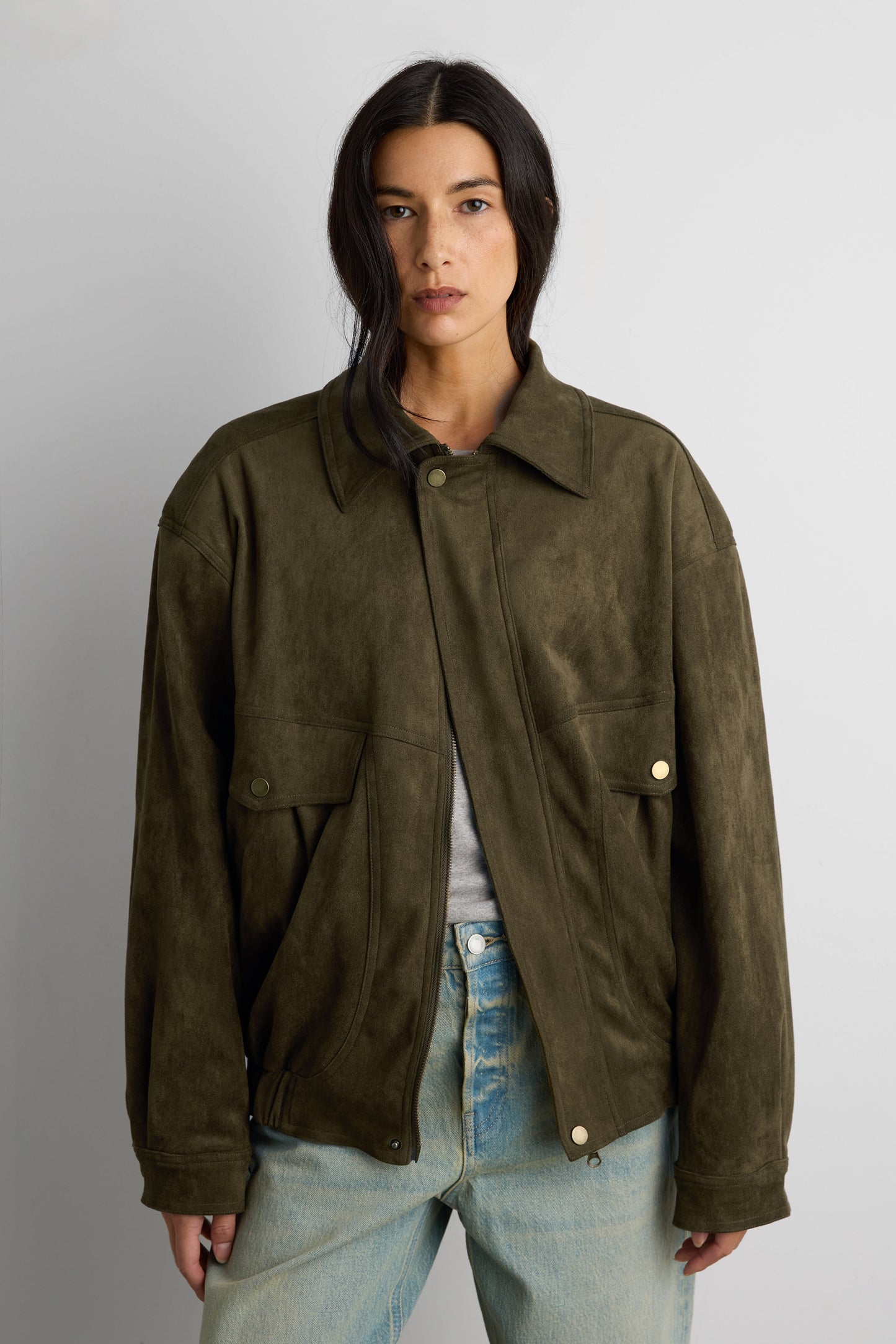 VEGAN SUEDE BOMBER JACKET