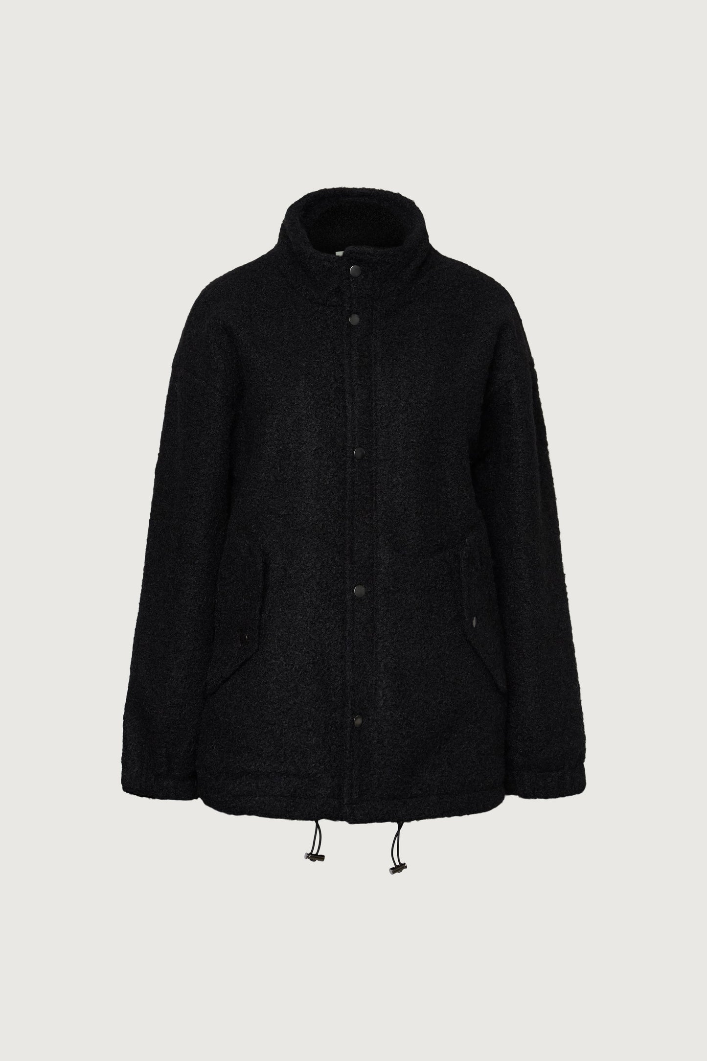 OVERSIZED BOUCLE JACKET WITH SNAP DETAIL