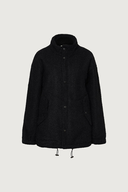 OVERSIZED BOUCLE JACKET WITH SNAP DETAIL