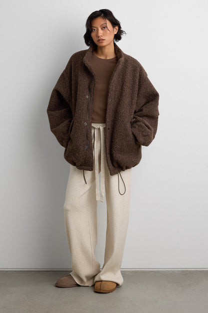OVERSIZED BOUCLE JACKET WITH SNAP DETAIL