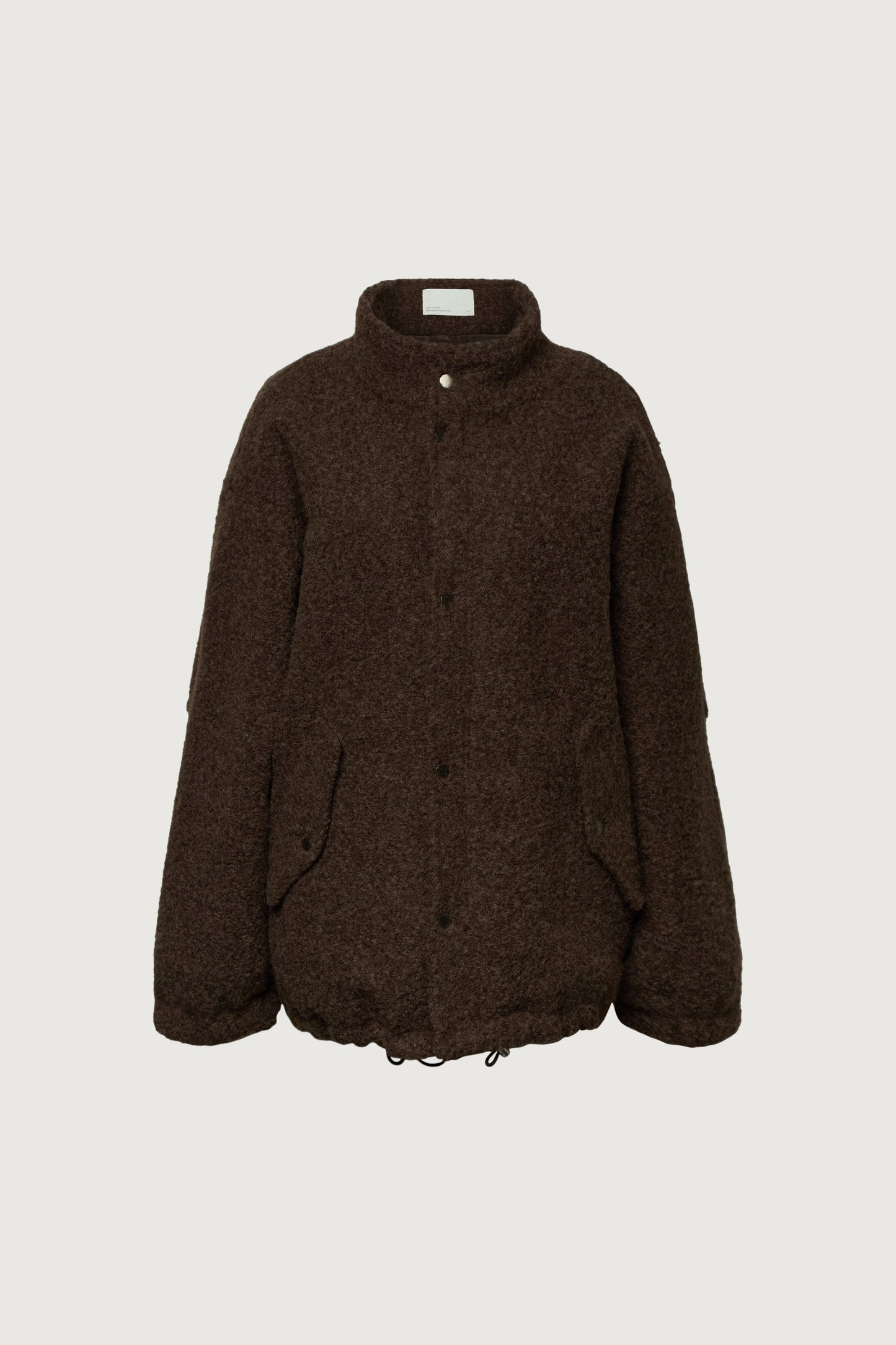 OVERSIZED BOUCLE JACKET WITH SNAP DETAIL