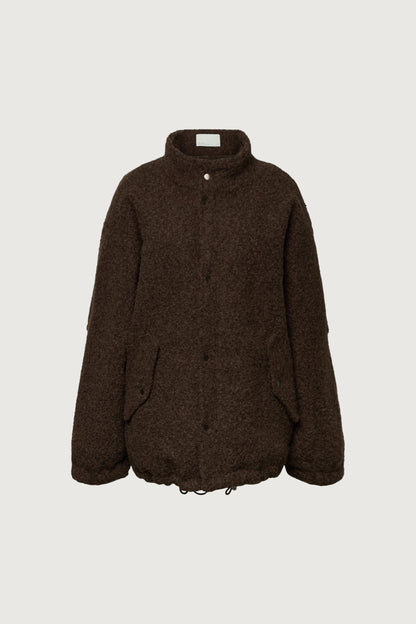 OVERSIZED BOUCLE JACKET WITH SNAP DETAIL