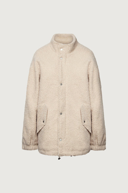 OVERSIZED BOUCLE JACKET WITH SNAP DETAIL