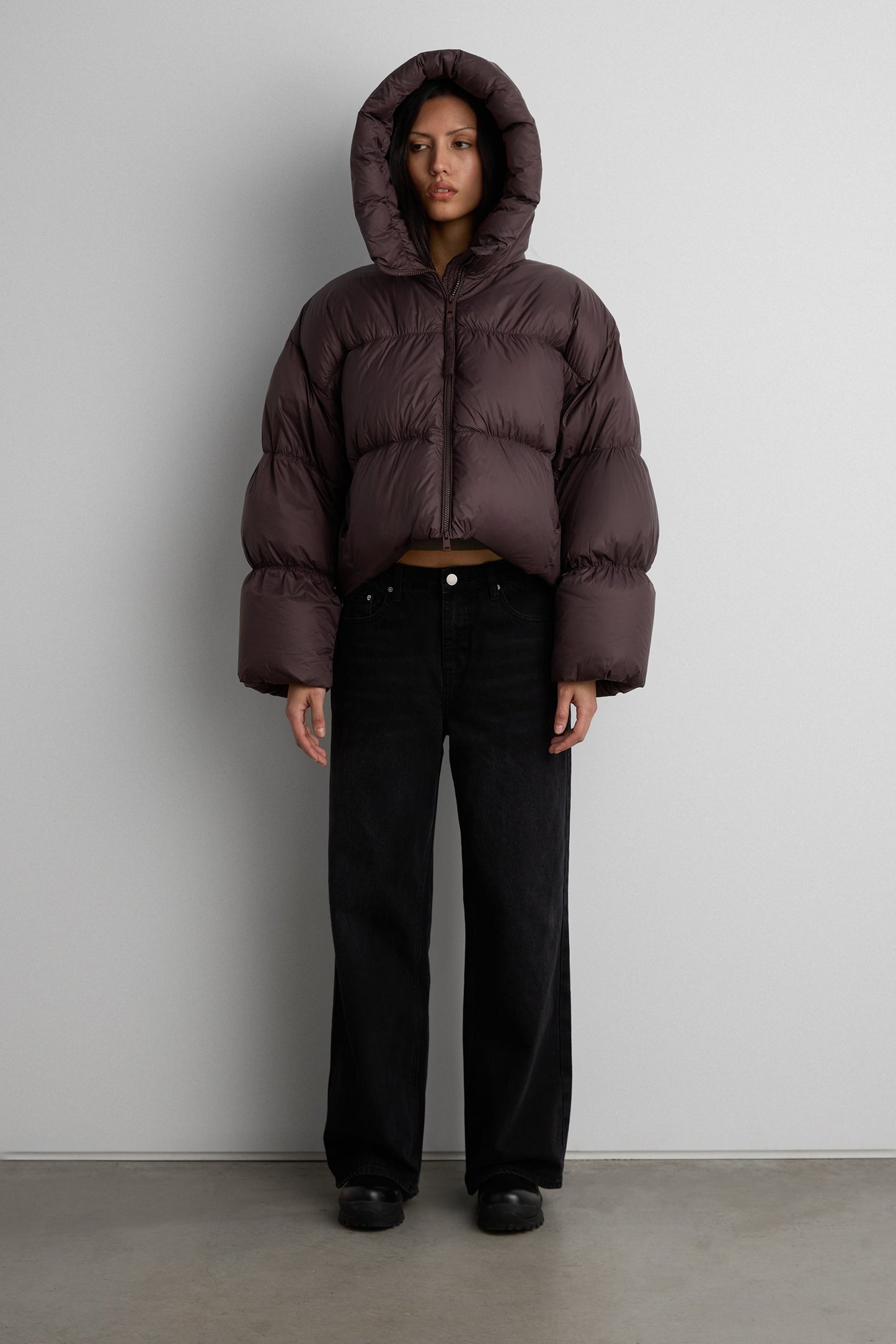 OVERSIZED HOODED DOWN FILL PUFFER JACKET