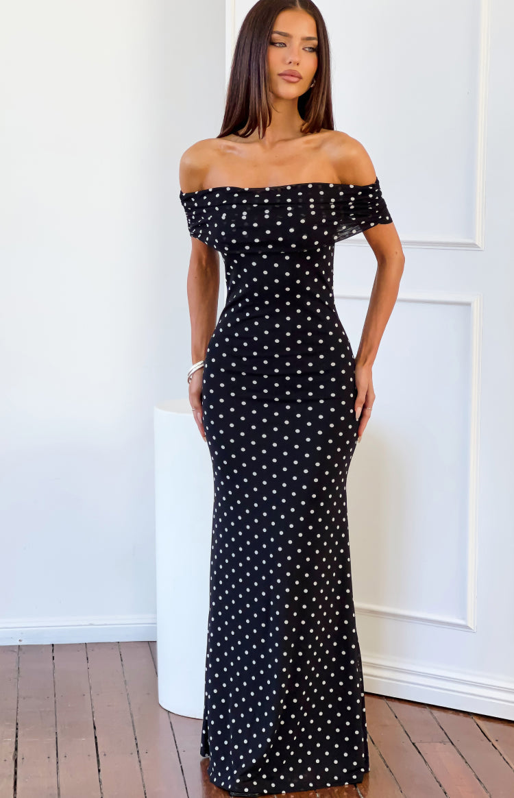 Cole Black Polka Mesh Maxi Dress - PRE ORDER