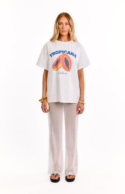 Cordelia White Sequin Wide Leg Pants