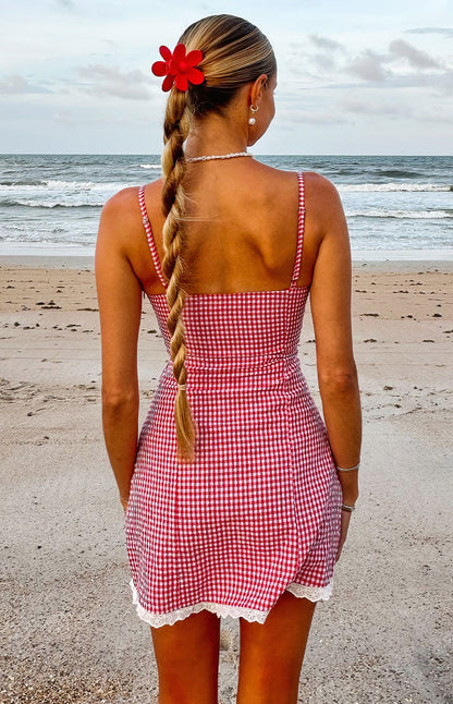 Cutie Pie Red Gingham Mini Dress
