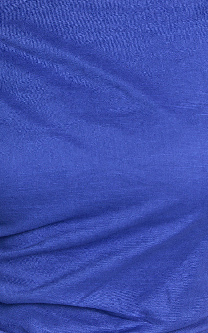 Cincinnati Midi Dress - Off The Shoulder Side Split Column Linen Dress in Cobalt