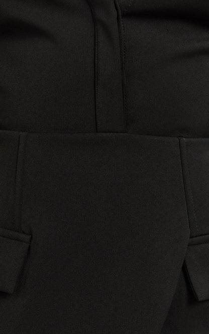 Wanda Mini Dress - Long Sleeve Faux Wrap Dress in Black